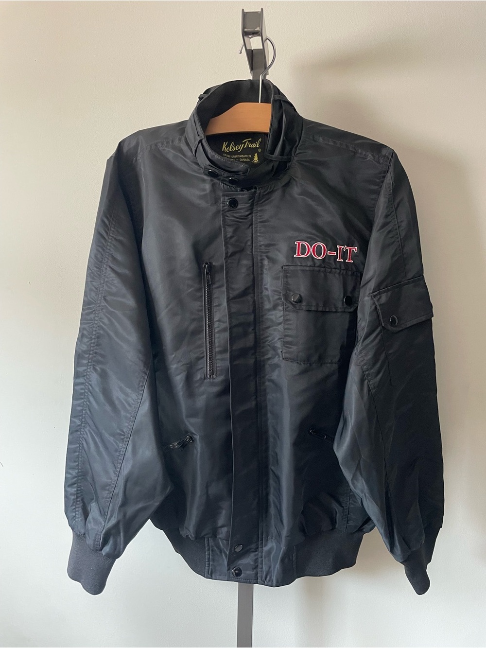 80s 90s Vintage Kelsey Trail DO IT Mechanic Workwear Bomber Jacket Mens Medium